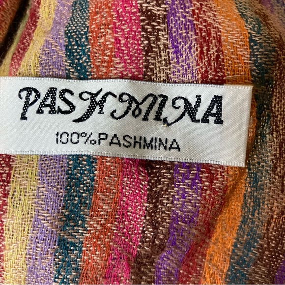 Pashmina Scarf 100% Multi Stripe - Picture 2 of 4